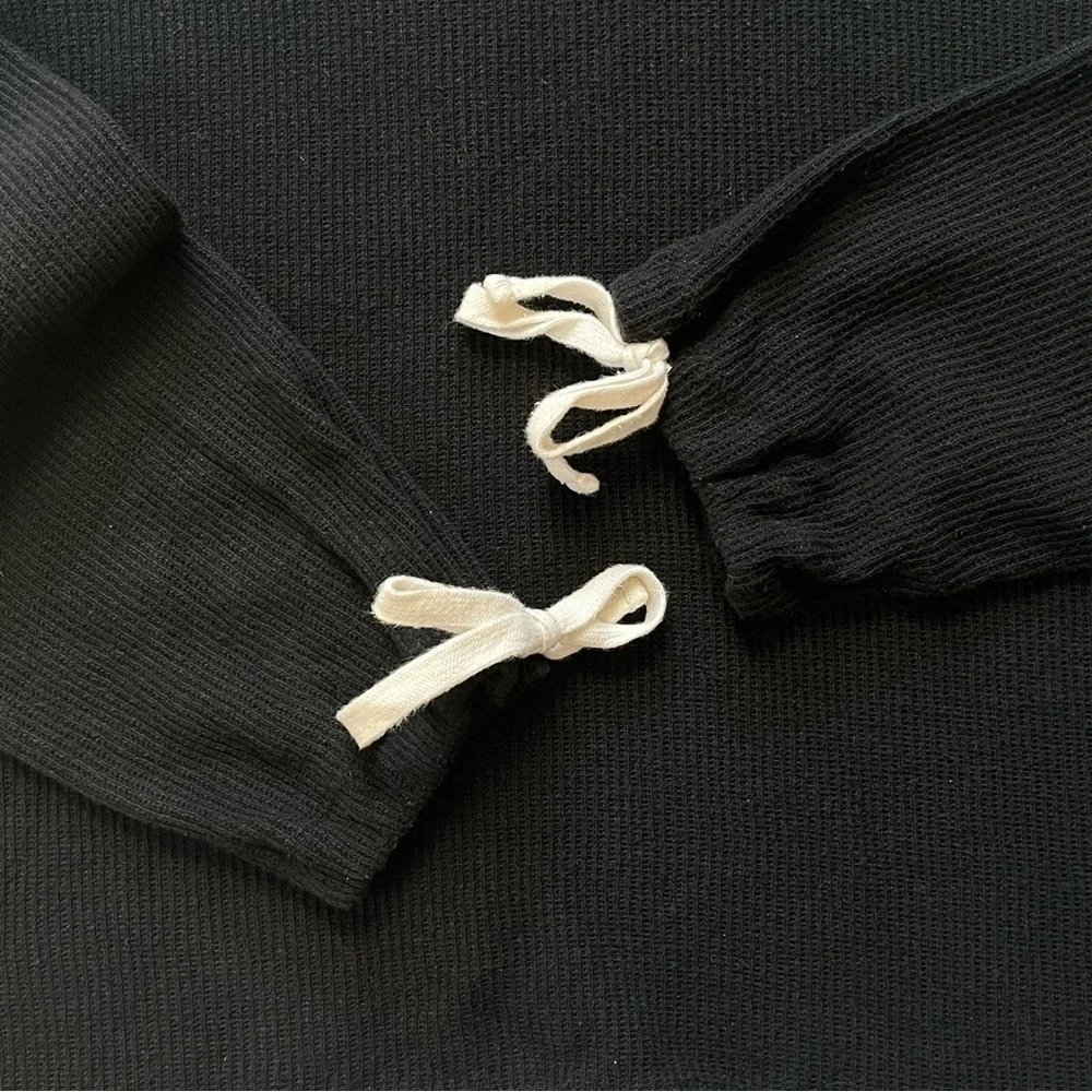 Mile(s) Madewell Funnelneck Tie-Sleeve Sweatshirt Black XS